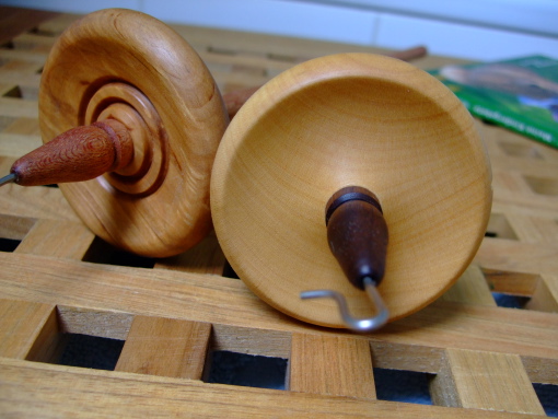 Drop spindles by Kevin Rhodes.