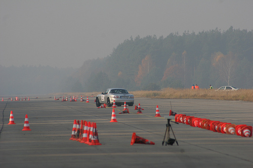 Miata (Mazda MX5) on autocross track