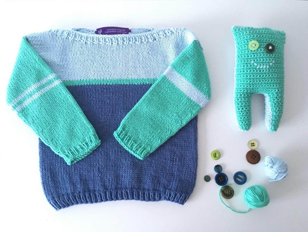 Babypullover und Monsterkuscheltier aus ricobaby cotton soft dk