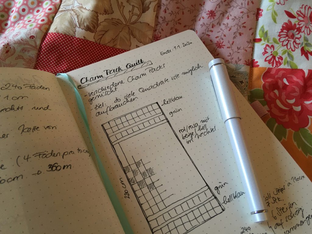 Musterzeichnung für den Charm Pack Quilt